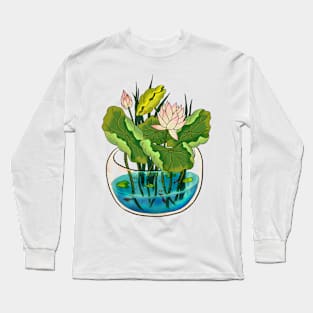 Minhwa: Lotus Terrarium A Type (Korean traditional/folk art) Long Sleeve T-Shirt